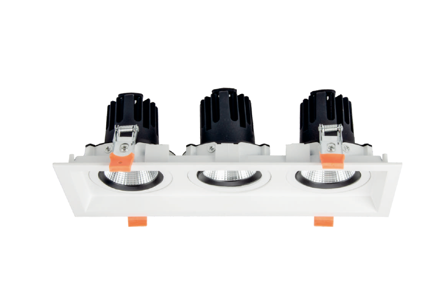 سبوت شبكي بثلاثة رؤوس مربع قابل للتوجيه شبكي COB — سلسلة LG9713 (3x8W/3x12W/3x18W/3x30W)